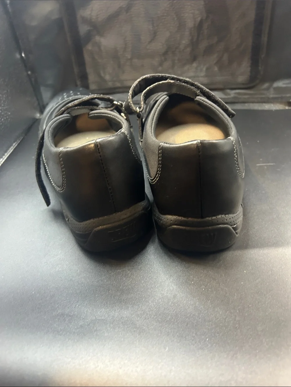 DREW Black Mary Jane Comfort Flats with Hook-and-Loop Strap